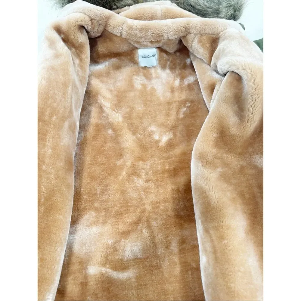 Madewell Bedford Convertible Faux Fur Lined Jacket Parka Anorak Hood Green XL - Picture 8 of 11